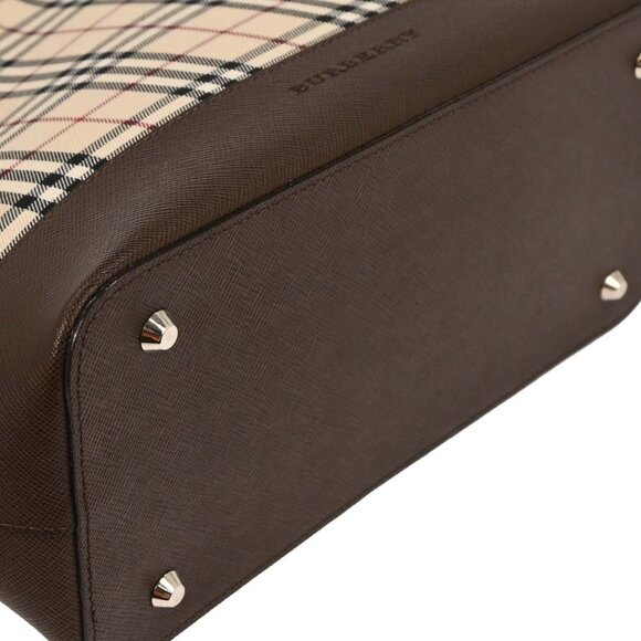 Burberry Beige Canvas Burberry Check Tote Handbag 166521 - Picture 4 of 9